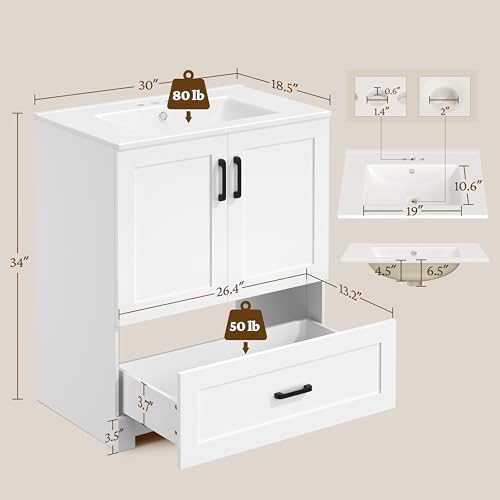 Yaheetech 30" Bathroom Vanity with view 3