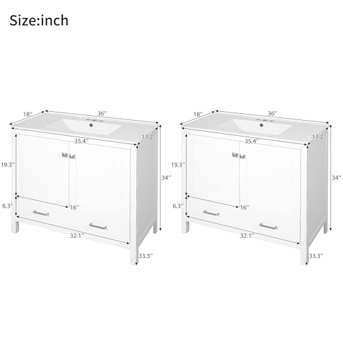 72" White Bathroom Vanity with view 2