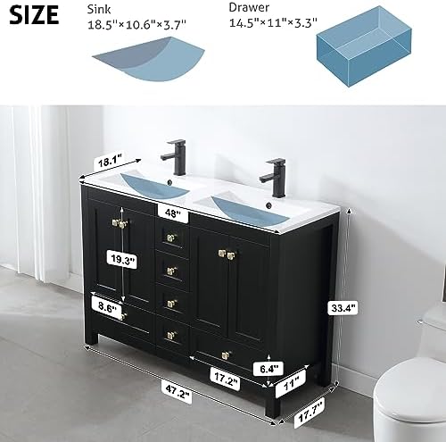 eclife 48" Bathroom Vanity Double view 2