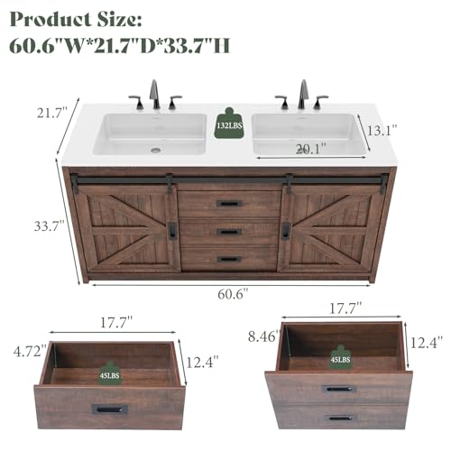 LUXOAK 61" Farmhouse Bathroom Double view 2