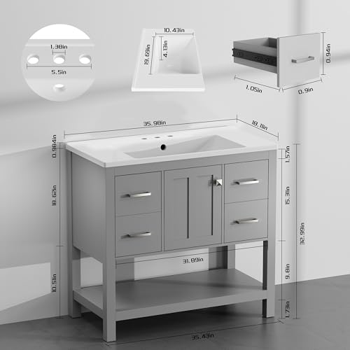 36" Bathroom Vanity with Single view 2