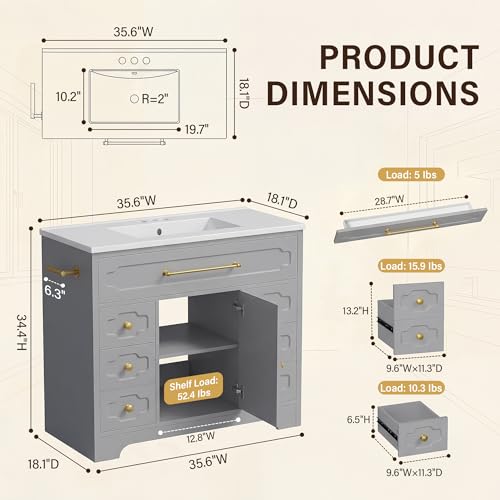 YESHOMY 36 Inch Bathroom Vanity view 2