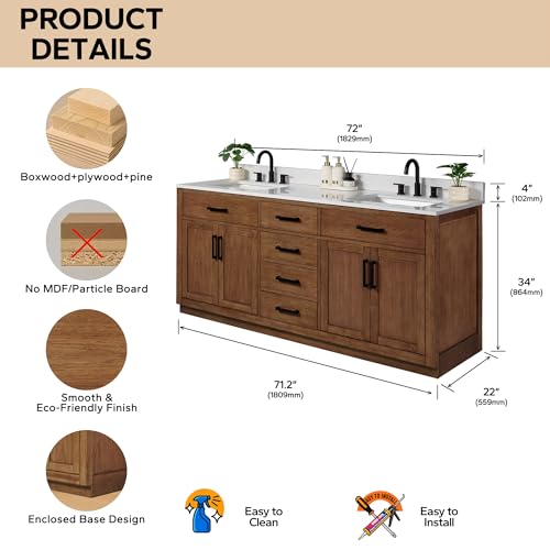 XWNE 72-inch Dark Walnut Bathroom view 2