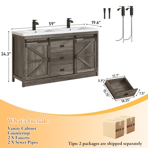 Double Bathroom Vanity with Sink view 2