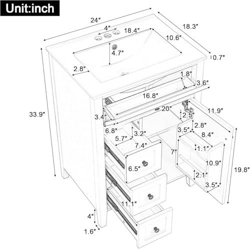 Linique 24" Bathroom Vanity with view 2