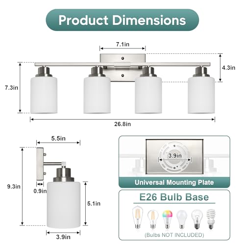 Ascher Bathroom Light Fixtures 4-Light view 2