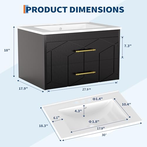 GAOMON 30" Floating Vanity with view 2