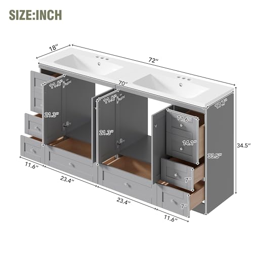 SOFTSEA 72 Inch Double Sink view 2