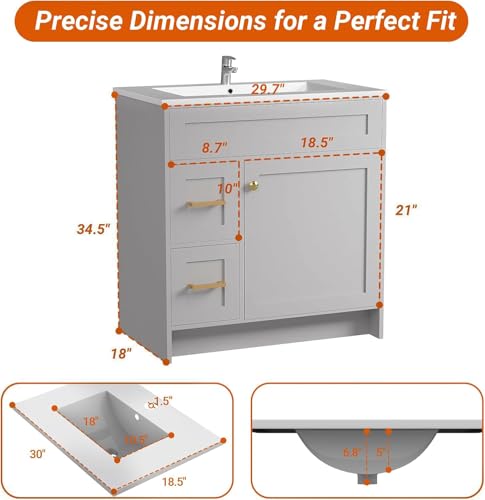 LDarqeer 30 Inch Freestanding Bathroom view 2