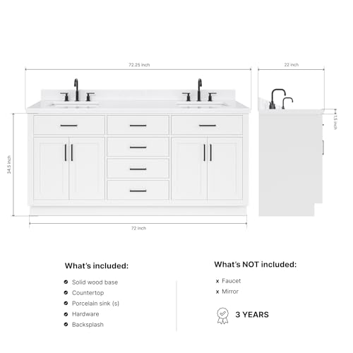 ARIEL Hepburn 72-inch Bathroom Vanity view 5