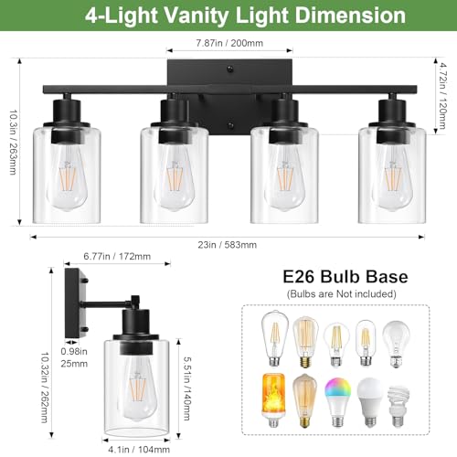 Indoi 4-Light Bathroom Light Fixtures view 4