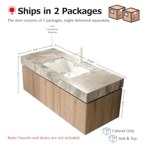 Ambrovina 48" Floating Bathroom Vanity view 2