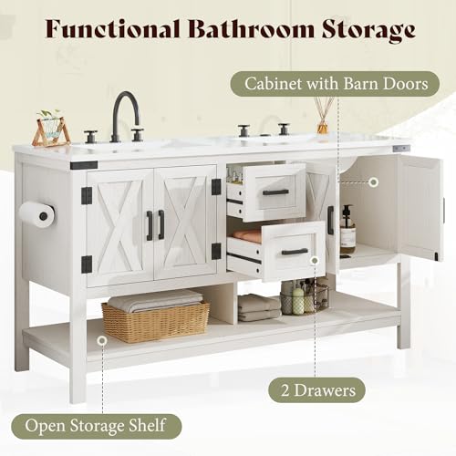 AMERLIFE 60” Farmhouse Bathroom Vanity view 5