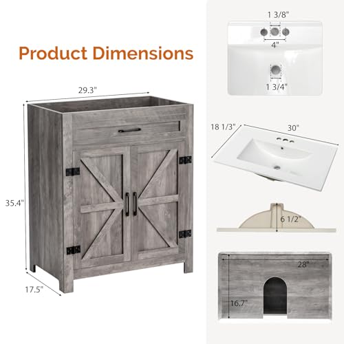 VINGLI 30" Farmhouse Bathroom Vanity view 2