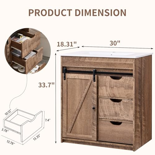 Aitjunz 30" Farmhouse Bathroom Vanity view 2