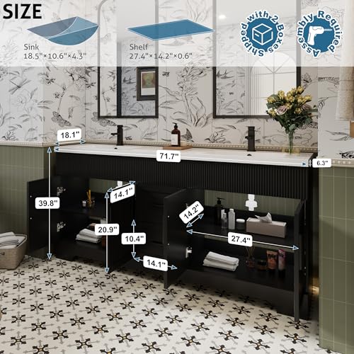 eclife 72" Bathroom Vanities Sink view 2