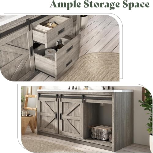 LUXOAK 61" Farmhouse Bathroom Double view 4