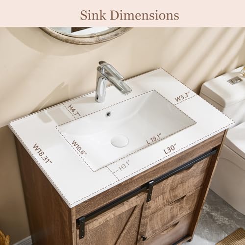 Aitjunz 30" Farmhouse Bathroom Vanity view 3