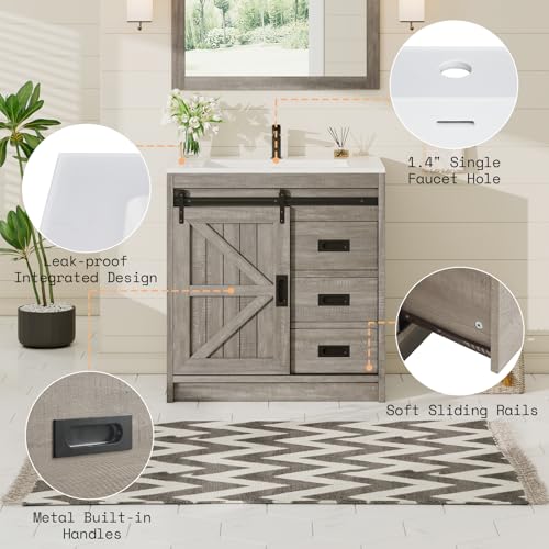 AMERLIFE Farmhouse Bathroom Vanity with view 5