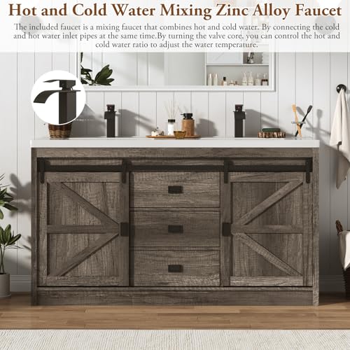 Double Bathroom Vanity with Sink view 3
