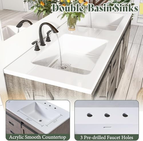 LUXOAK 61" Farmhouse Bathroom Double view 3
