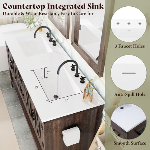 AMERLIFE 60” Farmhouse Bathroom Vanity view 2