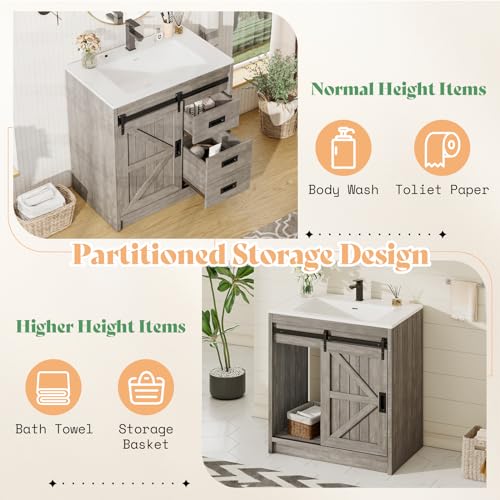 AMERLIFE Farmhouse Bathroom Vanity with view 4