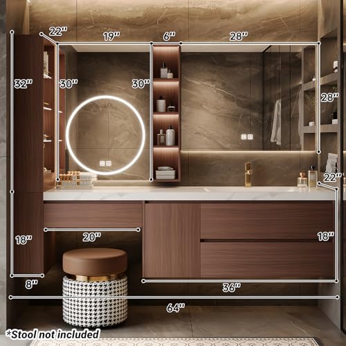 Floating Bathroom Vanity with Makeup view 2