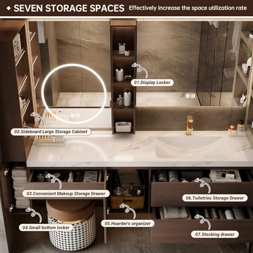 Floating Bathroom Vanity with Makeup view 3