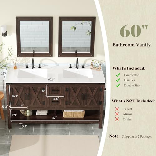 AMERLIFE 60” Farmhouse Bathroom Vanity view 3