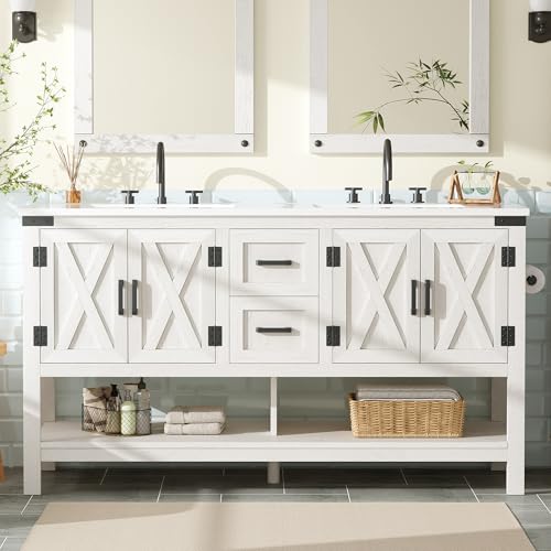 AMERLIFE 60” Farmhouse Bathroom Vanity