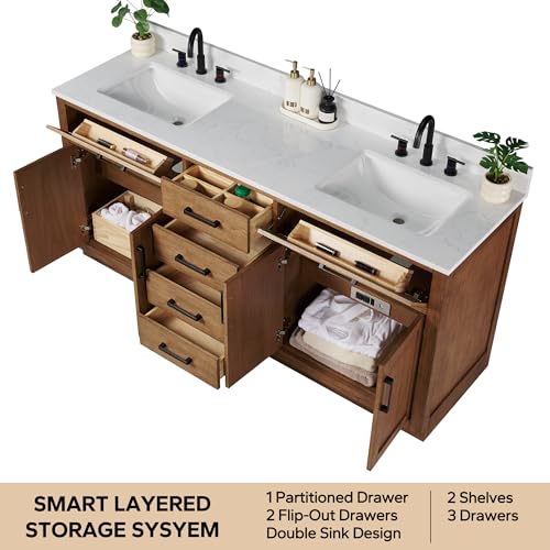 XWNE 72-inch Dark Walnut Bathroom view 5