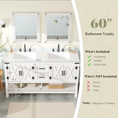 AMERLIFE 60” Farmhouse Bathroom Vanity view 2