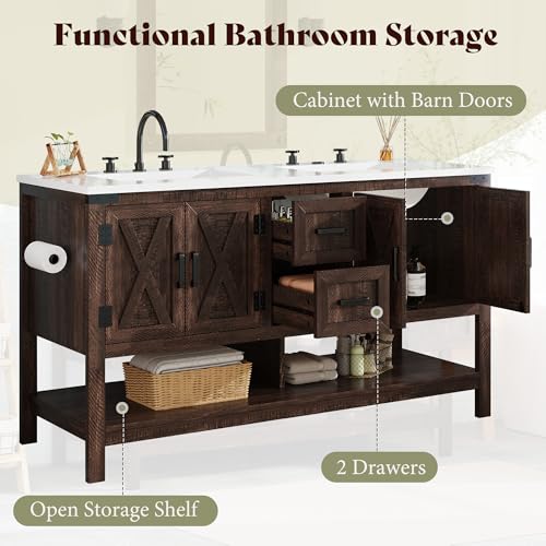 AMERLIFE 60” Farmhouse Bathroom Vanity view 5