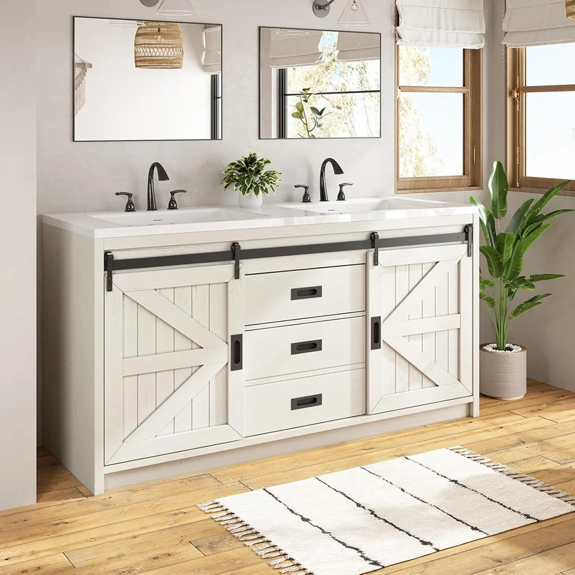 LUXOAK 60 Inch Farmhouse Double Vanity