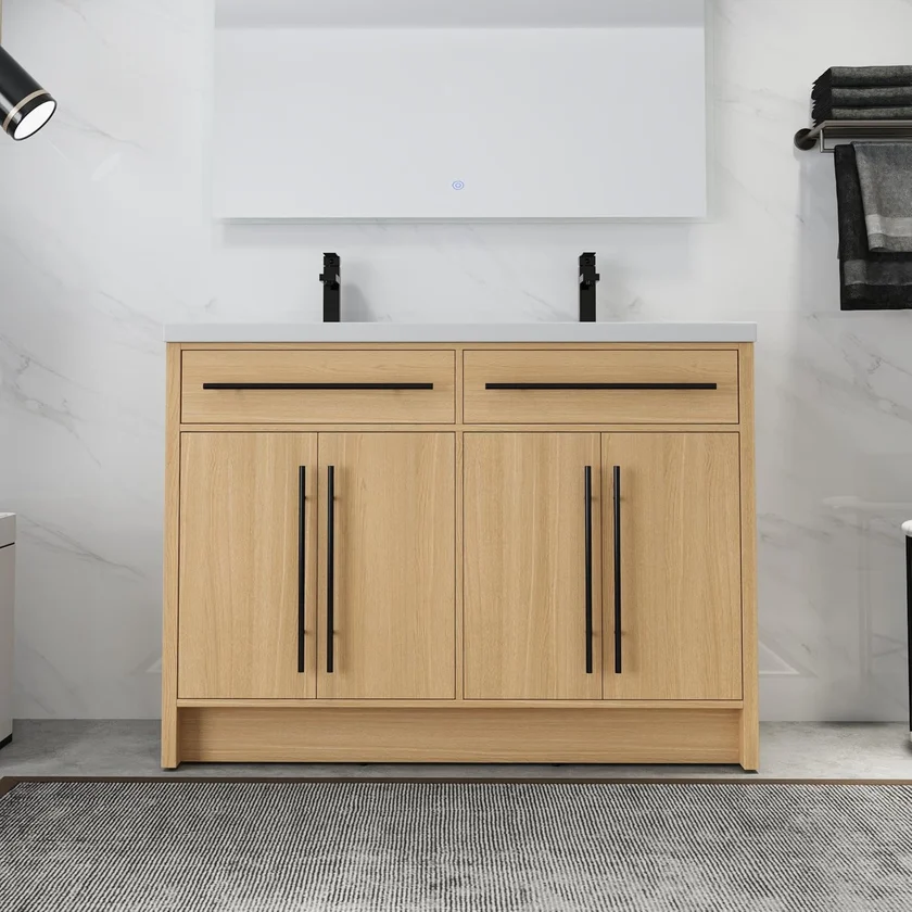 48 Freestanding White Double Basin Vanity
